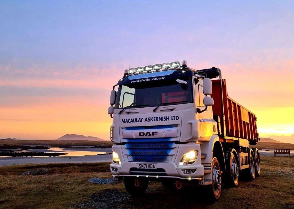 Macauley Askernish Truck in front of Scottish Sunset